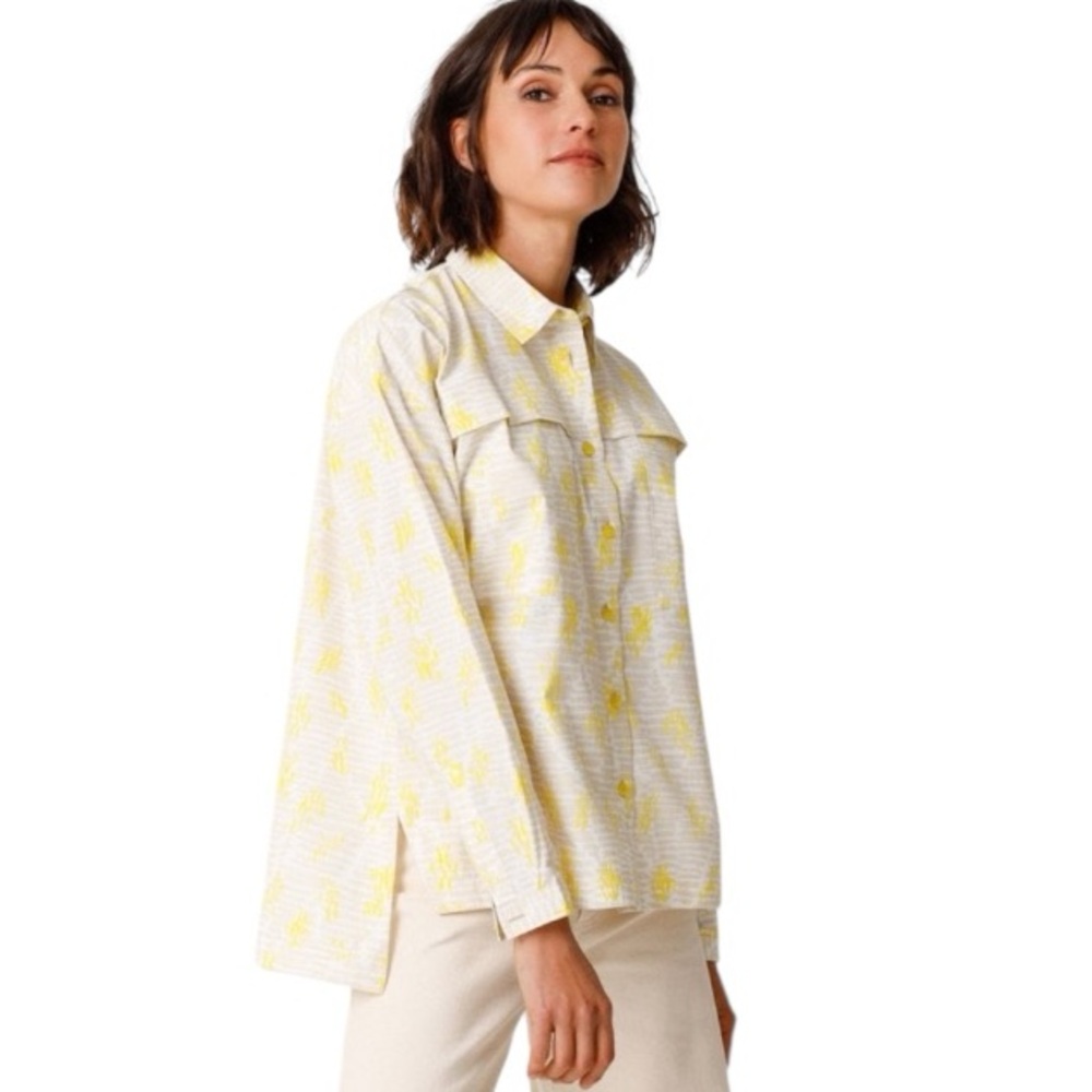 Skunkfunk Yellow and Cream Printed Button-Up Shirt